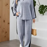 Elegant Casual 2-Piece Suit | Zipper Collar Long-Sleeve Top & Wide-Leg Pants, Soft Skin-Friendly , Trendy Daily Wear - Image 3