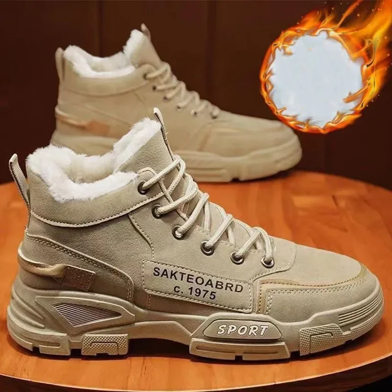 

Men's Snow Boots Winter New Boots Plush Shoes Men's Leisure Outdoor Sports Shoes Lace Up Warm Shoes Anti Slip Ankle Boots Men's