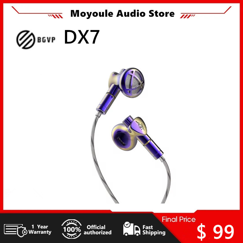 BGVP DX7 Flagship Tunable Flat Head Earbuds HIFI 2 in 1 Plug 3.5mm/4.4mm Replaceable MMCX Wired Earphone