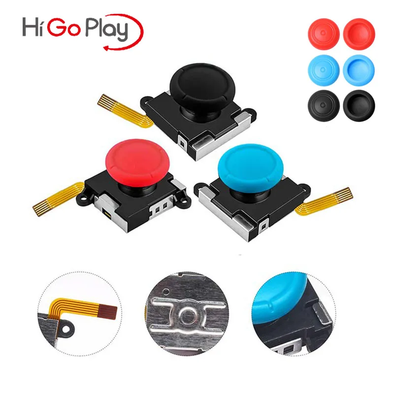 Higoplay 3D Replacement Joystick Simulation Thumb Stick For Nintendo Switch 2-Pack Analog Joystick With 2Pcs Thumb Sticks Cover