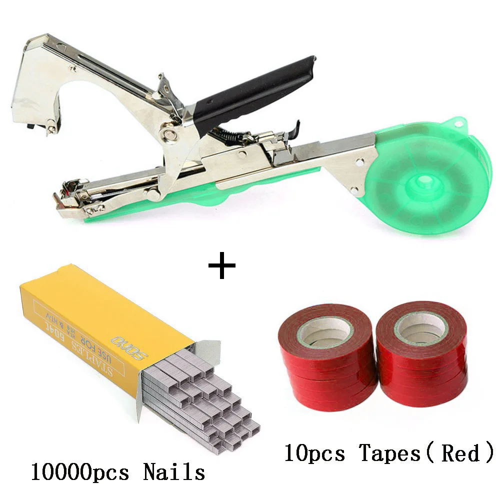 

ALLSOME Tying Machine Plant Garden Plant Tapetool Tapener +10 Rolls Tape Set for Vegetable Grape Tomato Cucumber Pepper Flower