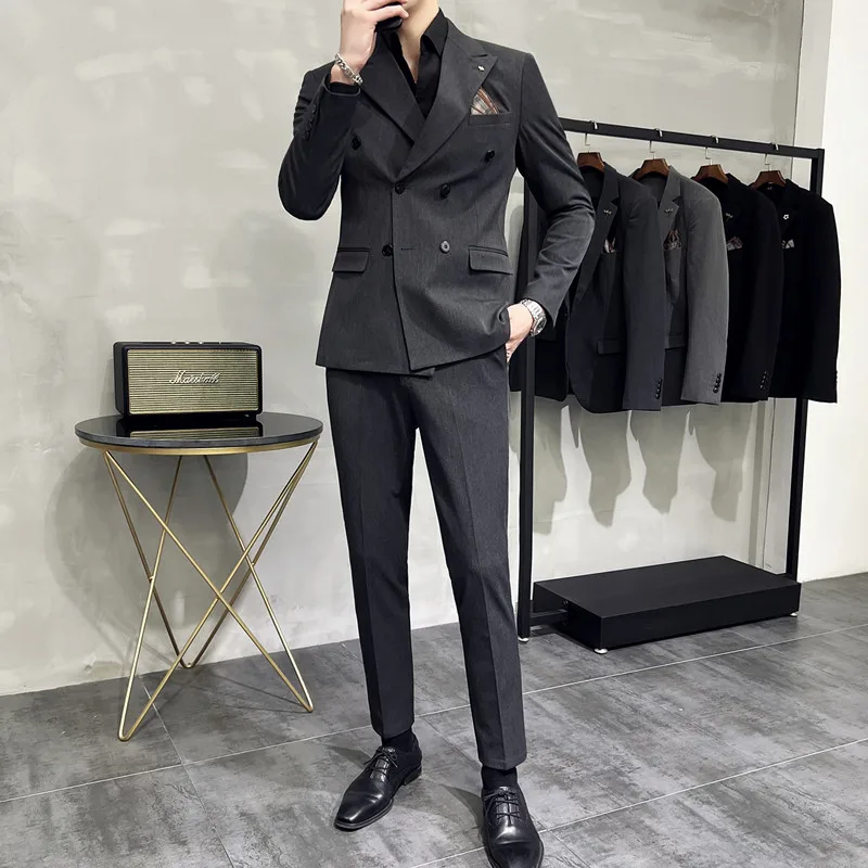 Men's Formal Suit Classic Double-breasted Suit 2 Sets 7XL-S Men's Luxury Fashion Wedding Banquet Social Business Suit Pants
