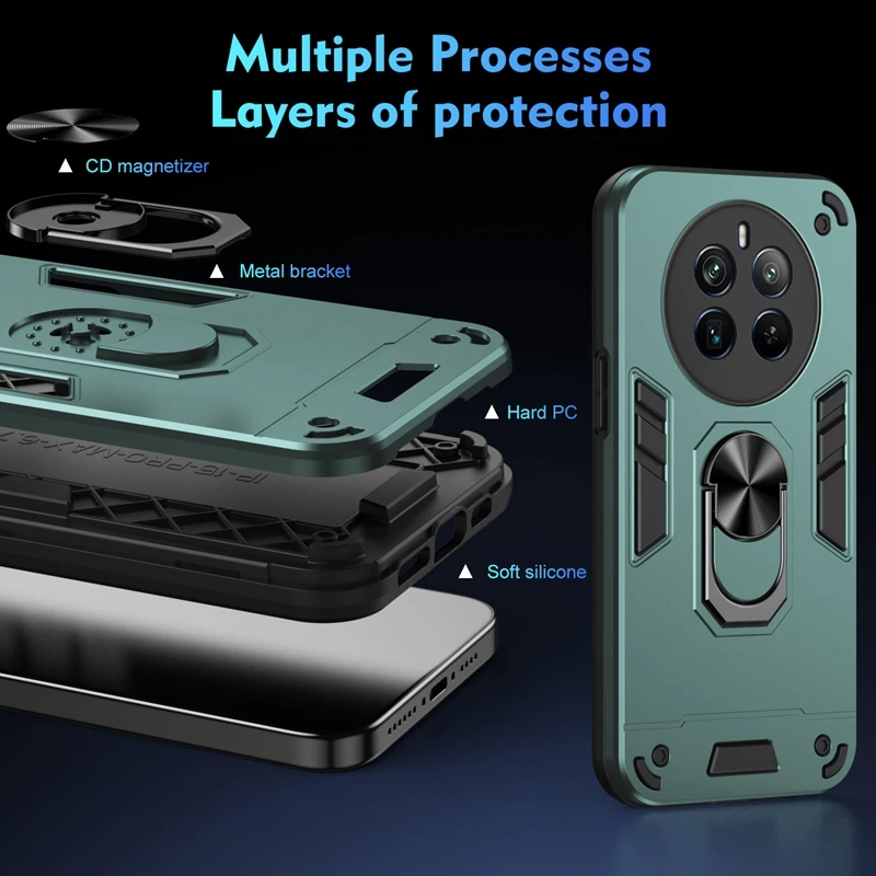 Premium Armor Magnetic Car Ring Phone Case - Heavy Duty Back Cover with 360-Degree Protection