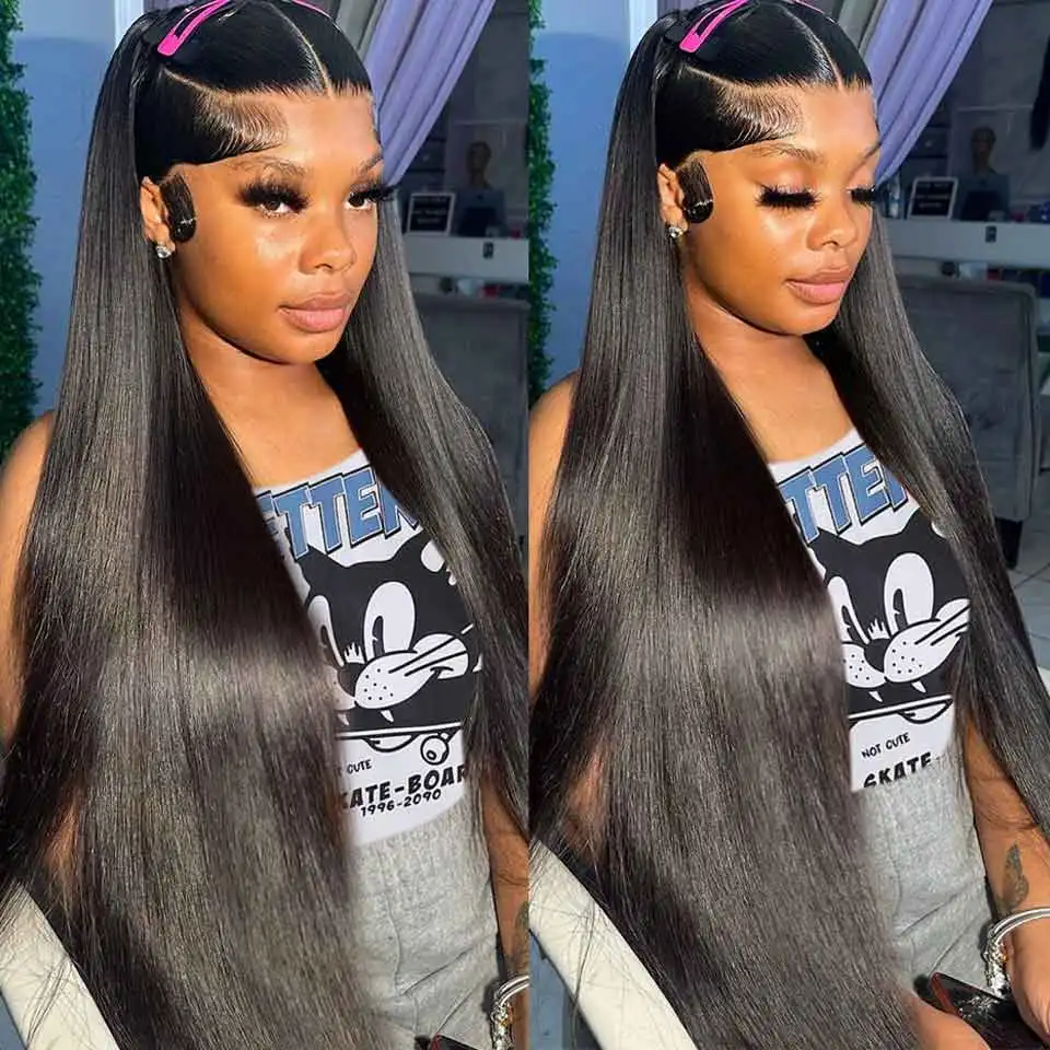 Human Hair Wig 40inch HD Transparent 13x4 13x6 Lace Front Brazilian Straight 360 Full Lace Frontal For Women Pre Plucked