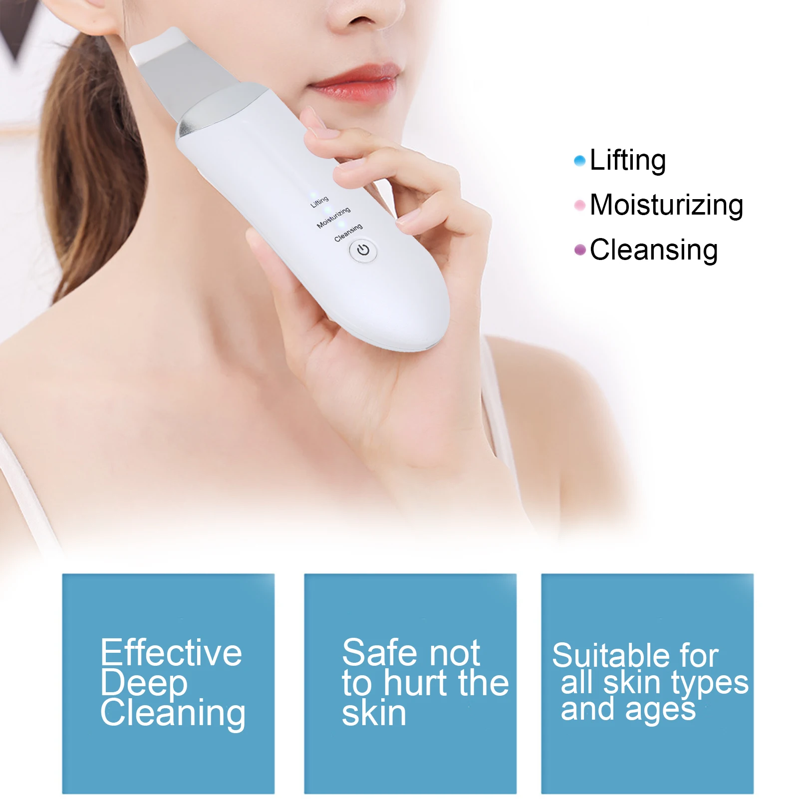 1pcs Skin Scrubber Deep Vibrate Facial Cleaner Shovel Spatula Not Ultrasonic Face Scrubber Pore Cleaner Facial Shovel Massage