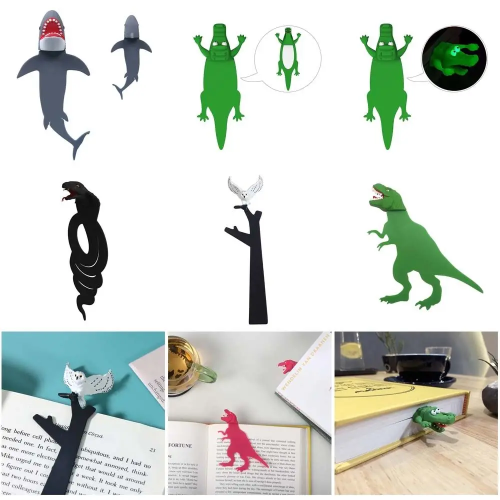 Bookmark Page Holder Animal Bookmark Bookmarks Stationery Supplies Bookmark Holder 1PC Creative 3D Stereo Bookmark Cartoon Marker Book Clip Kawaii Shark Crocodile Bookmark Of Pages Kids Gifts School Stationery