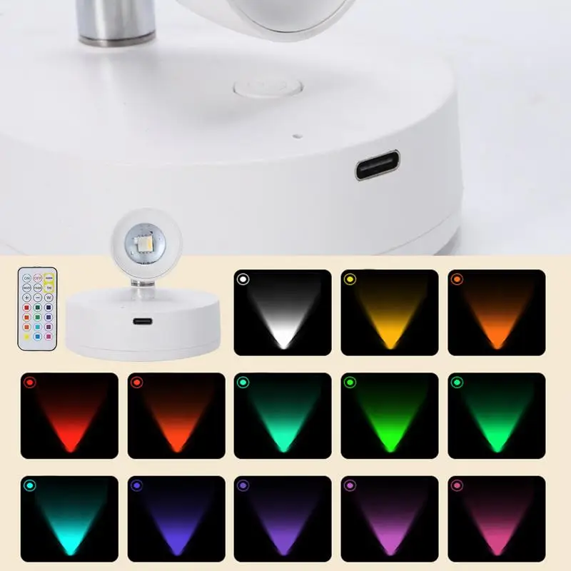 Rechargeable LED Spotlight 1000mAh Indoor Uplighting Remote Control Accent Spotlights for Plants Art and Models Home Decoration