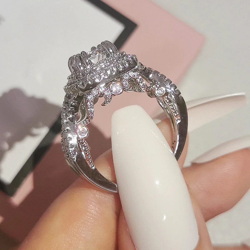 New Retro Luxury Vintage silver color designer Engagement Marriage Ring For Women Tarnish Free Fine Jewellery R6176