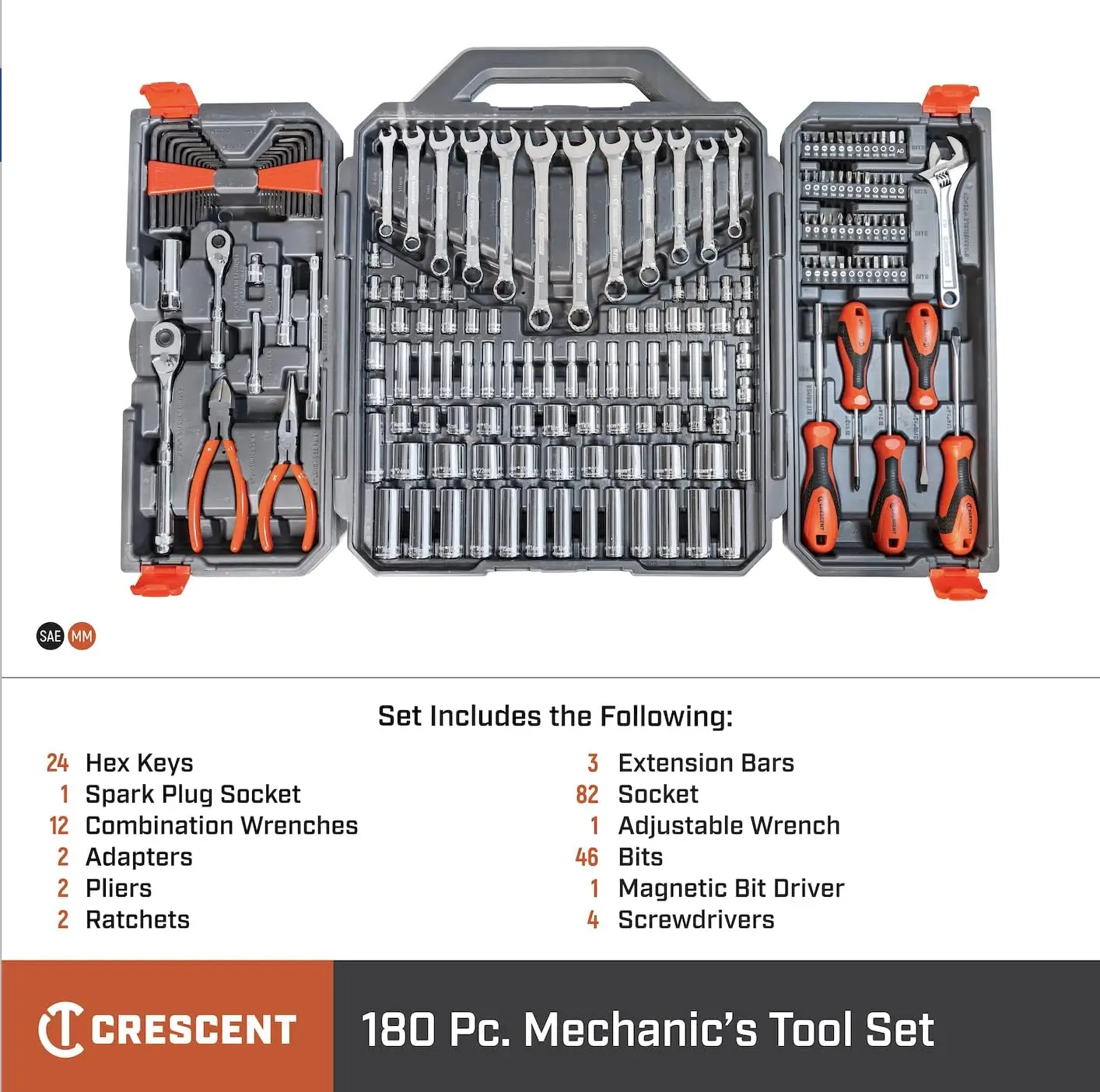Crescent 180 Piece Professional Tool Set in Tool Storage Case - CTK180 3