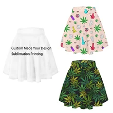 Wholesale Custom Made Sublimation Print Women Milk Silk Flare Skirt