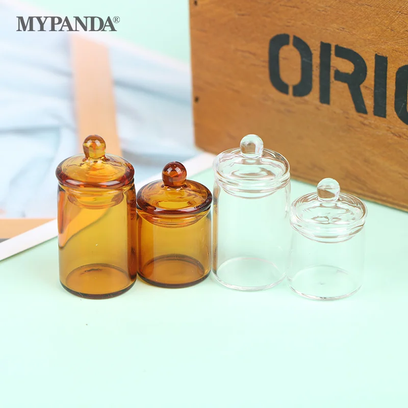 

1:12 Dollhouse Mini Glass Candy Jar Coffee Bean Storage Bottle For Doll House Kitchen Decor Toy
