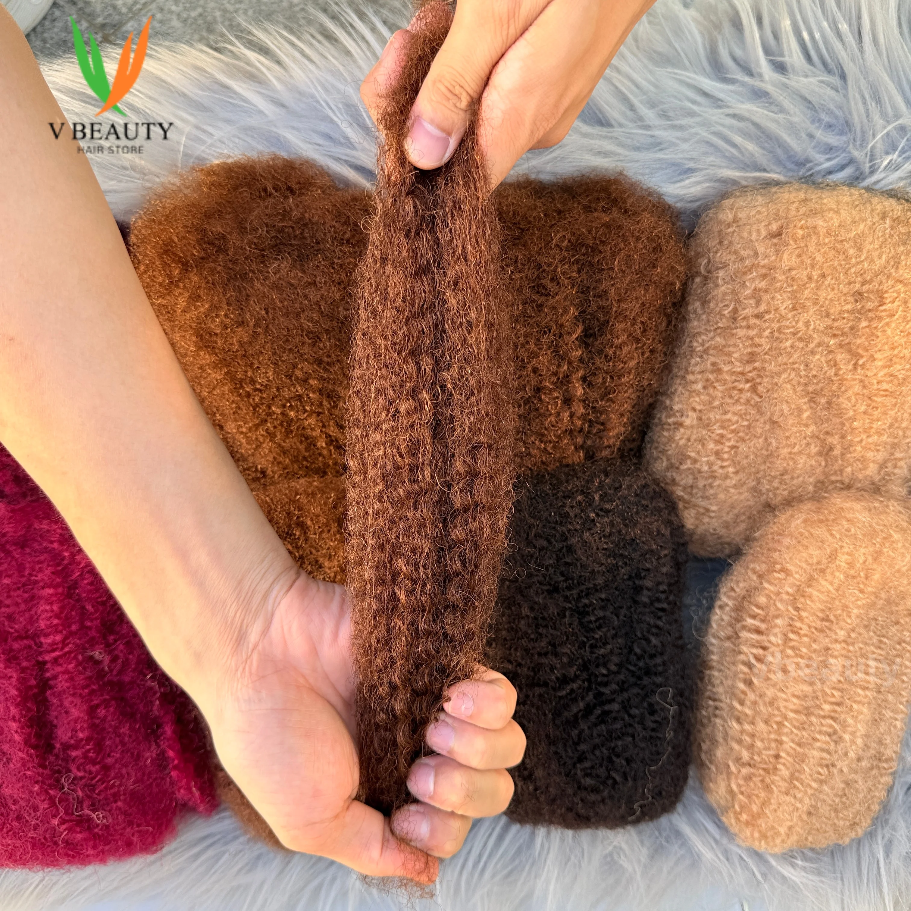 QVR Kinky Twist Crochet Braiding Hair 50g/Pc Human Hair Bundles 10-18 Inches Afro Kinky Curly Bulk Hair Human Hair Bulks 4