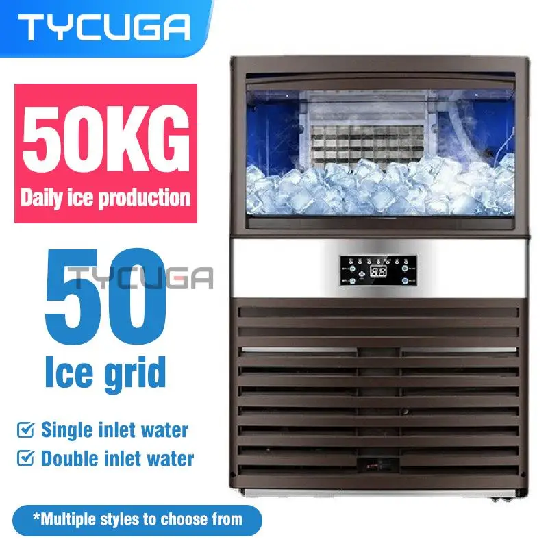 자동 아이스 메이커 기계, 상업용 밀크 티 샵 바, 자동 22x22mm 큐브 아이스 메이커, 50kg, 24H 