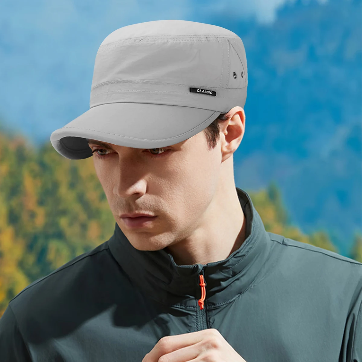 Military Hat New Men's Lightweight Breathable Hat Quick-Drying Flat Hat Sunshade Sun Protection Hat Peaked Hat Spring and Summer Casual Versatile Hiking Fishing Camping