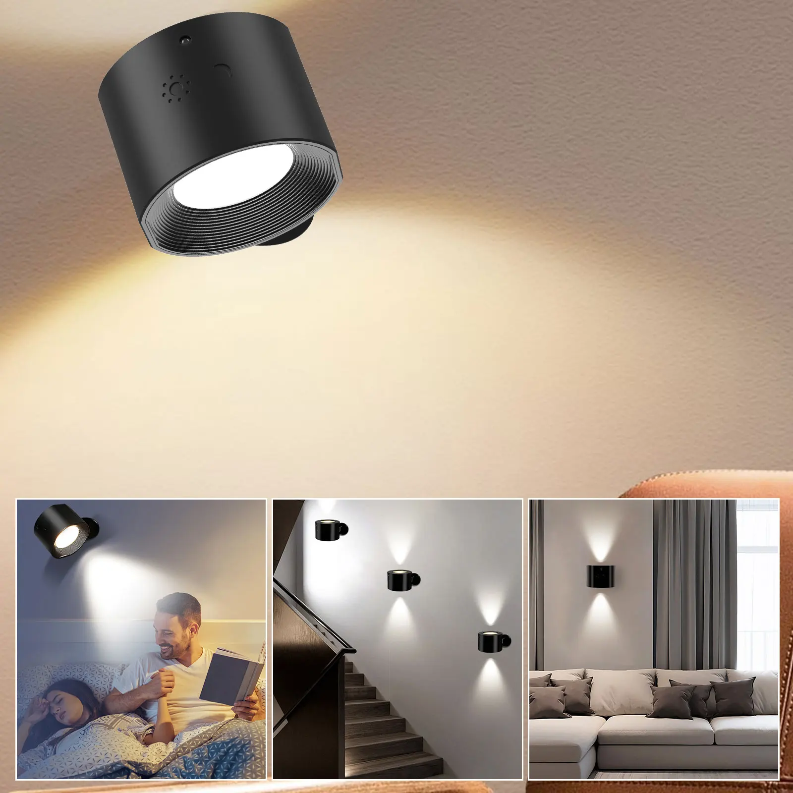 

LED Wall Sconce 160LM Magnetic Wall Reading Light Remote/Touch Control Wall Mounted Lamp Rotatable Cordless Light Portable Lamp