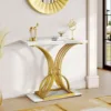 Modern Gold Console Table 39" Entryway Table with White Faux Marble Living Room furniture living room 1