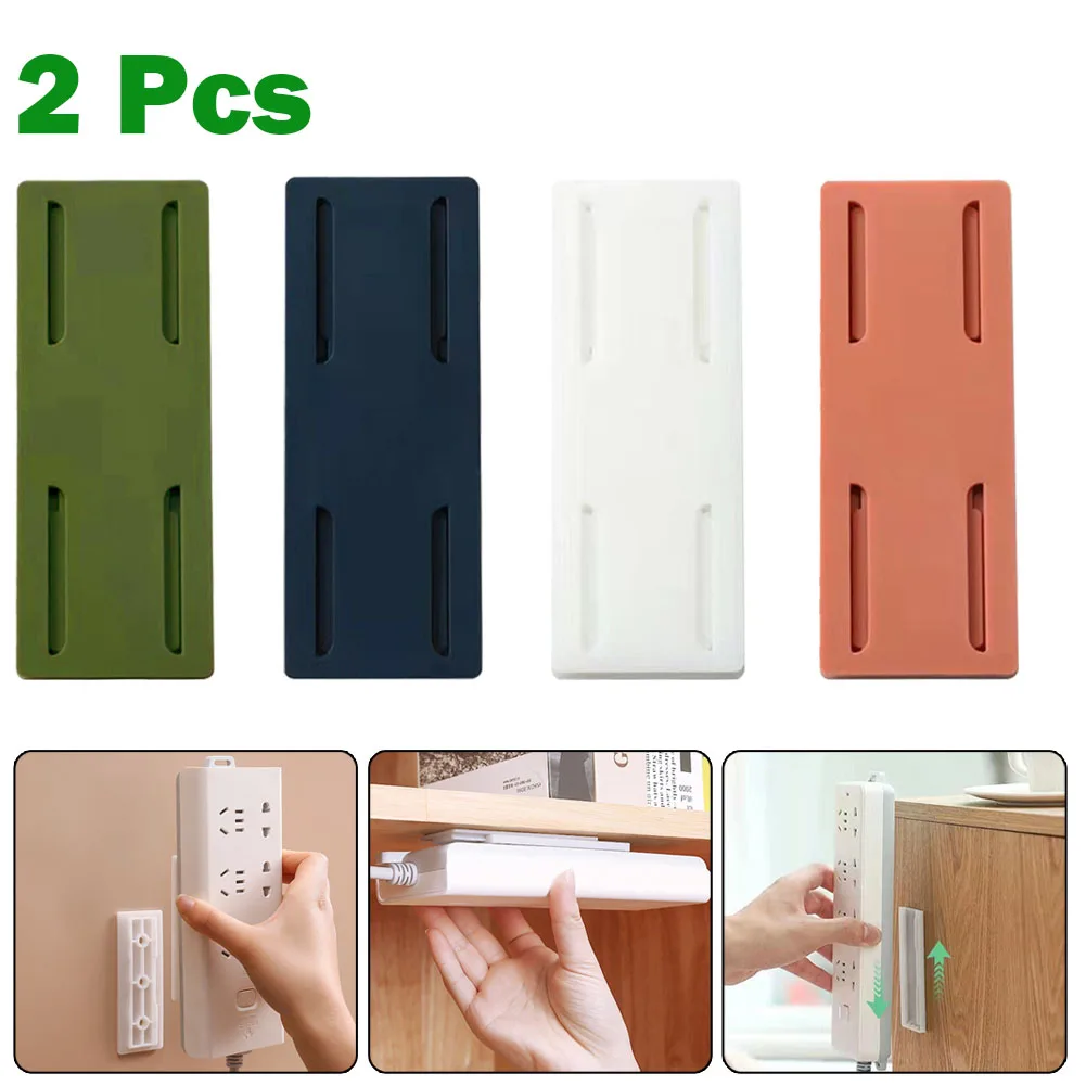 

2PCS Socket Holder Wall-Mount Self Adhesive Punch-Free Plug Cable Power Strip Holder Plug Extension Lead Organiser