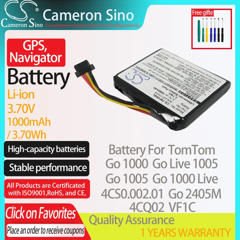 Batterie Pour GPS TomTom - 3.7V 1000mAh Li-ion, Compatible Plusieurs Modèles Go/Live