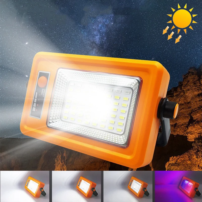 

200W Portable Solar 56 Led Work Light Lamp USB Spotlight 6000mAh Camping Lantern Panel Magnet Mini Searchlight Built In Battery