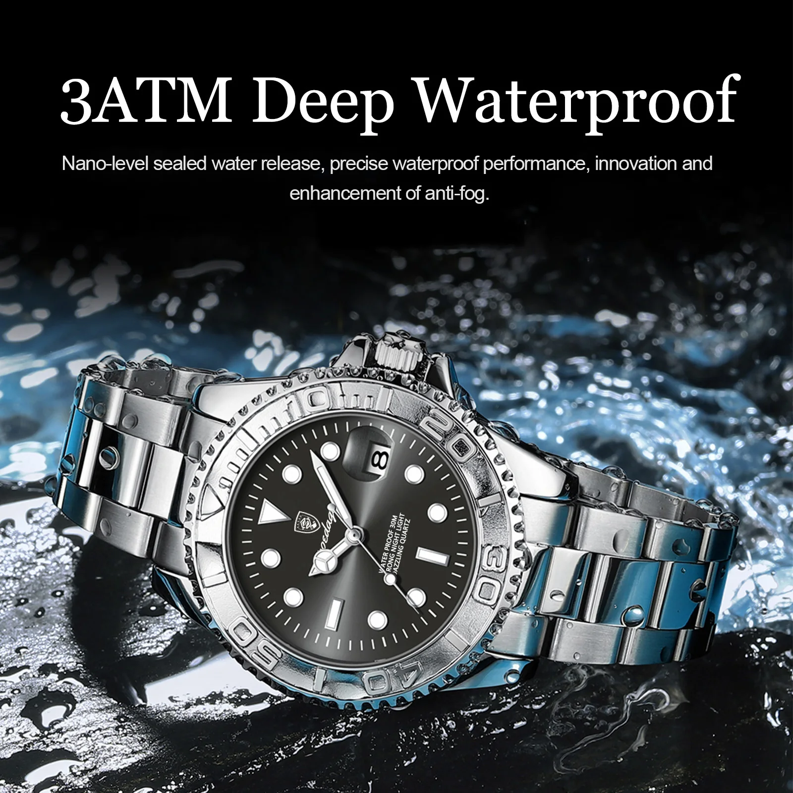 POEDAGAR Luxury Men Watch Business Quartz Man Clock Sports Waterproof Luminous Date Stainless Steel Men's Watches Male Reloj+box
