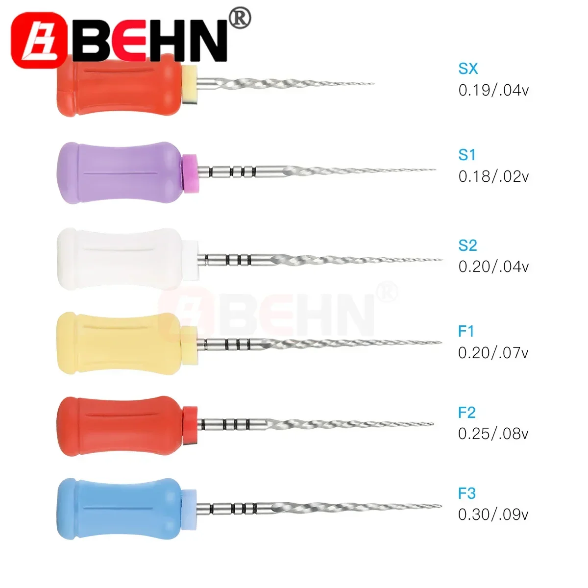 

6 Pcs/Box BEHN 25mm Dentista Dental Endodontic Hand Use Heat Activated Rotary File NiTi Root Canal Super Files SX-F3