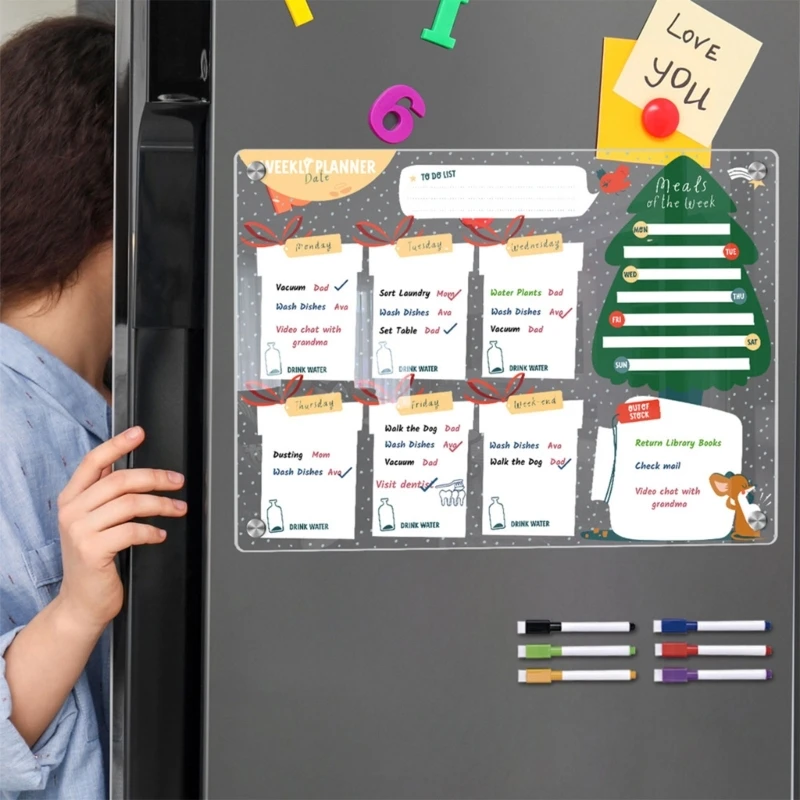 Calendar Whiteboard Fridge Weekly Planner Calendar for Kitchen Grocery Shopping List To-do-list Board 896C