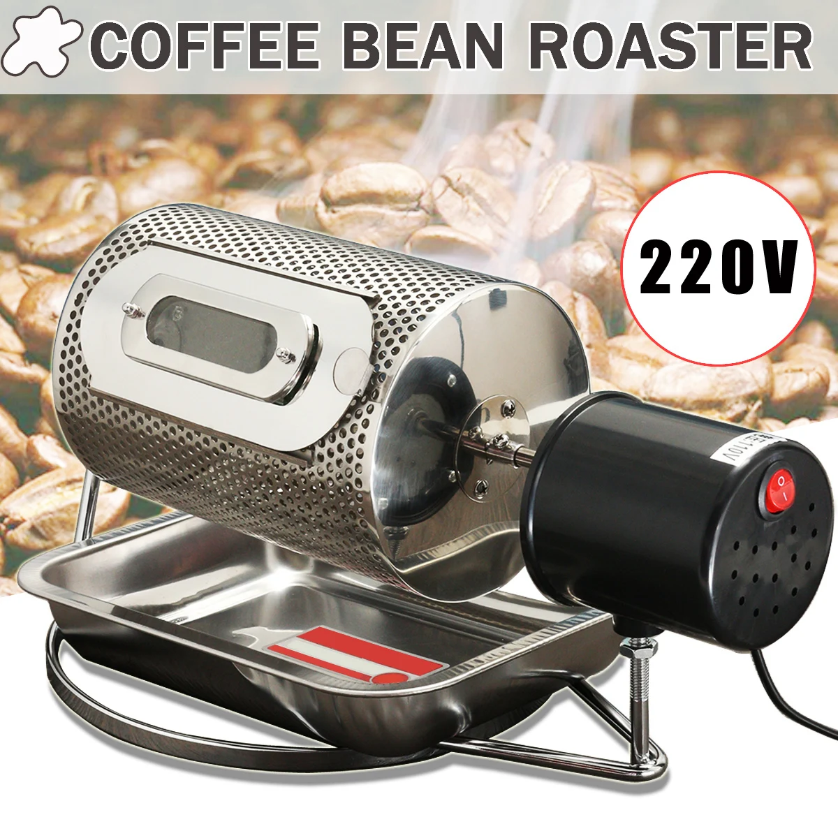 

Becornce Stainless Steel Coffee Bean Roasting Machine Coffee Roaster Roller Baker 220V Tools Baking Fry Peanut Grain Nuts Dryer