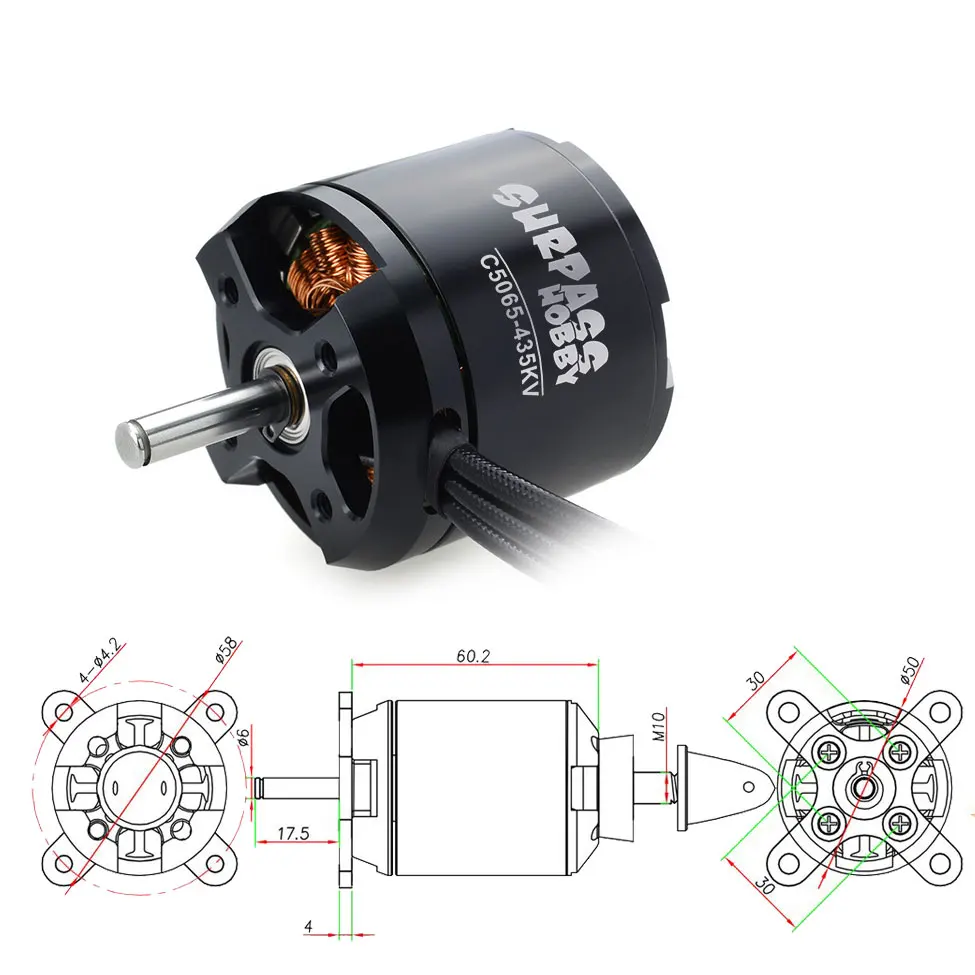 Moteur Brushless SURPASS HOBBY C5065 14 pôles avec ventilateur arrière et connecteurs dorés