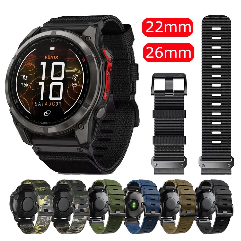 QuickFit Nylon Outdoor Watch Strap - 22mm/26mm Adjustable Band