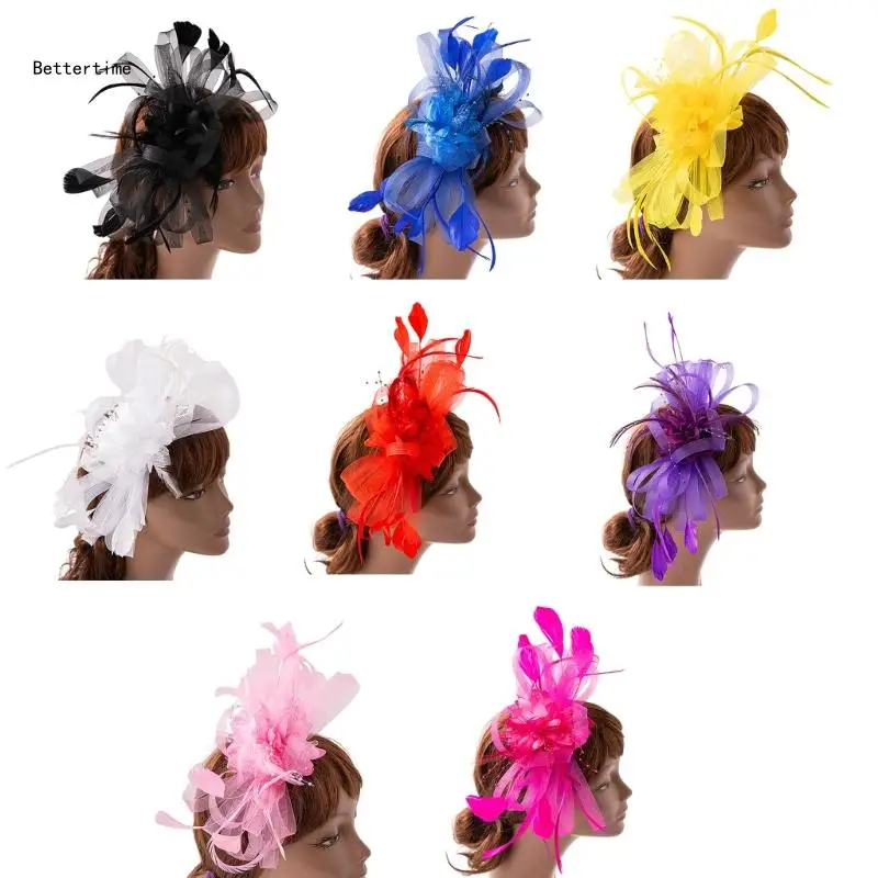 

Girl Headband Cosplay Party Hair Holder Carnivals Hairband with Colorful Feather