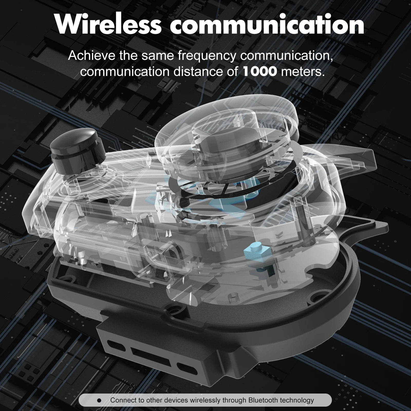 Houtonsen S3 Motorcycle Helmet Bluetooth Headset Intercom Wireless 1000M Interphone RGB Tri-Color Ambient Light Waterproof