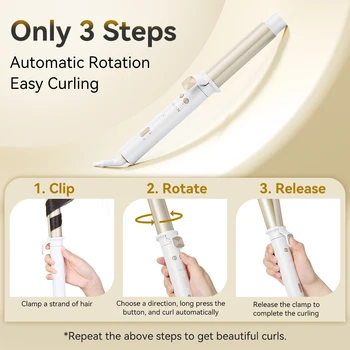 Automatic Curling Iron 30s Fast Heating Smart Temperature Control Ceramic Coating Long Lasting Curls Rotary Hair Curler 7