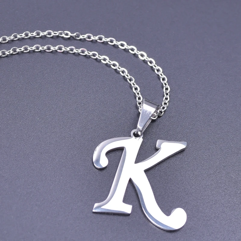 A-Z Initial Letters Pendant Necklace Stainless Steel 5