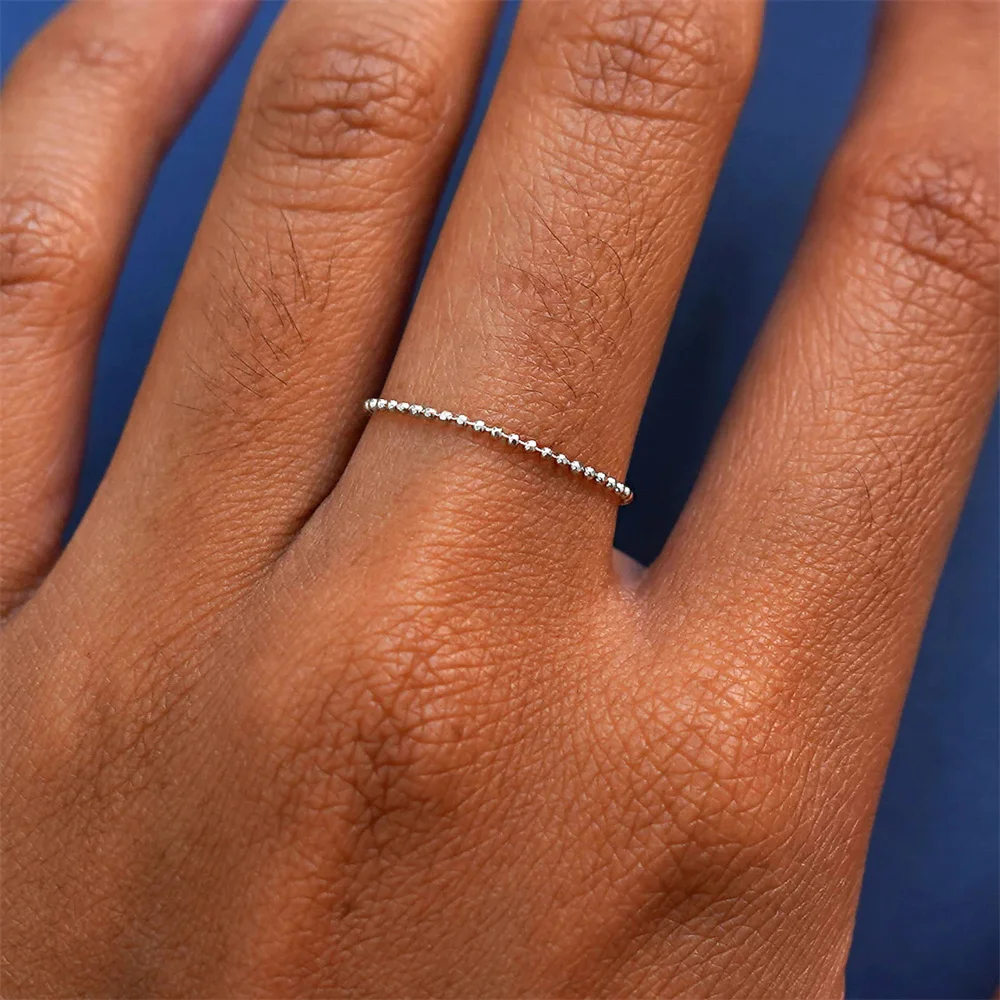 925 Sterling Silver Hollow Beading Simple Stackable Rings 1pc For Women silver ring silver rings
