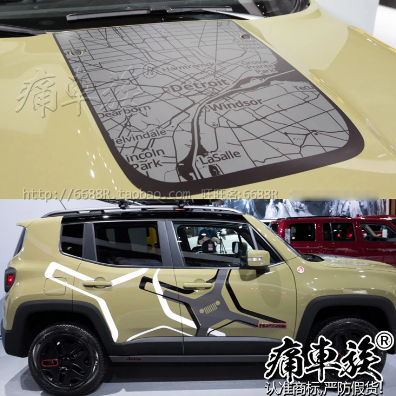 

New car sticker FOR Jeep Renegade body hood decoration fashionable sporty off-road decal film accessories