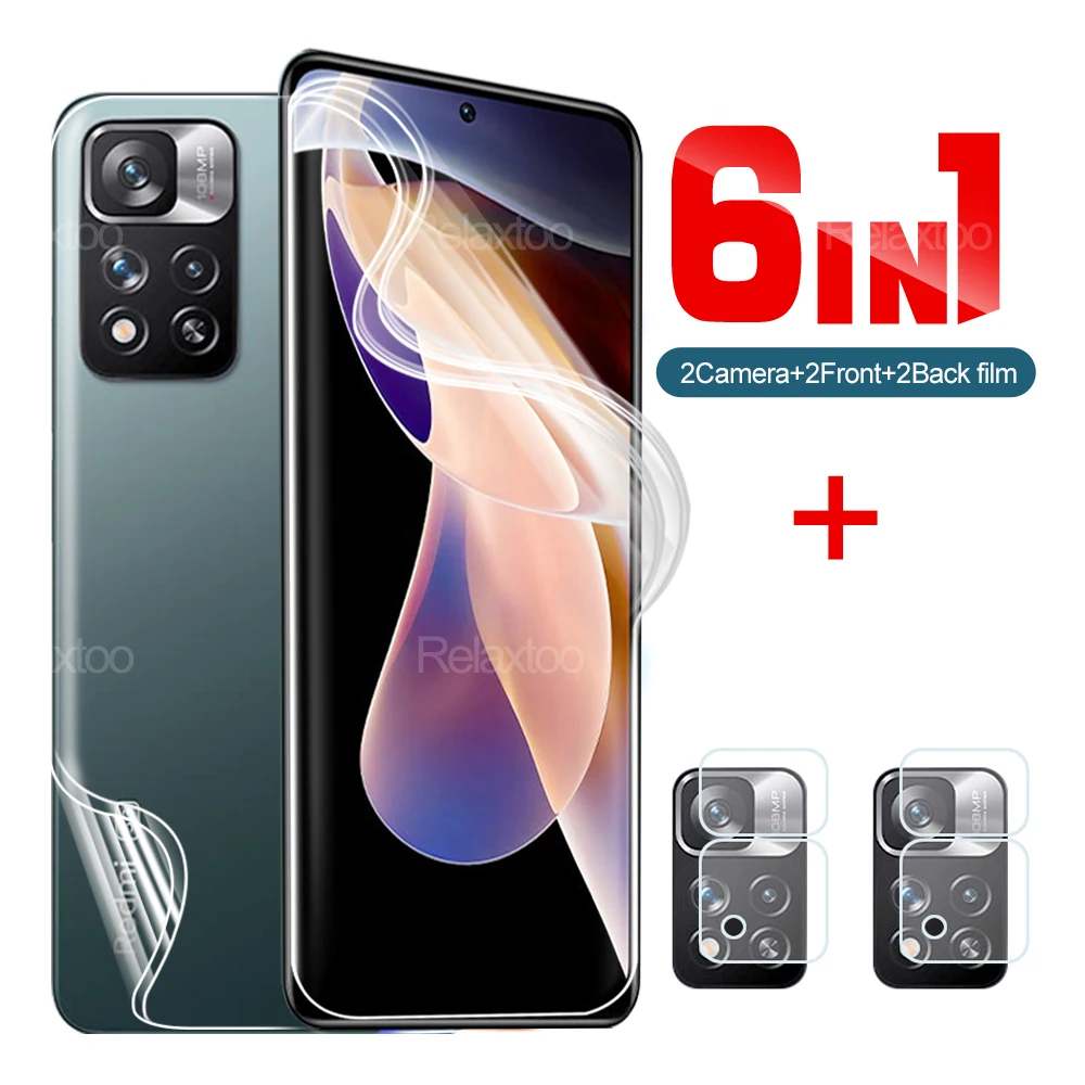 

6IN1 Lens Back Protective Hydrogel Film For Xiaomi Redmi Note 11ProPlus 11Pro + 11 Pro 11S 11T 5G 11Pro+ Note11 Screen Protector