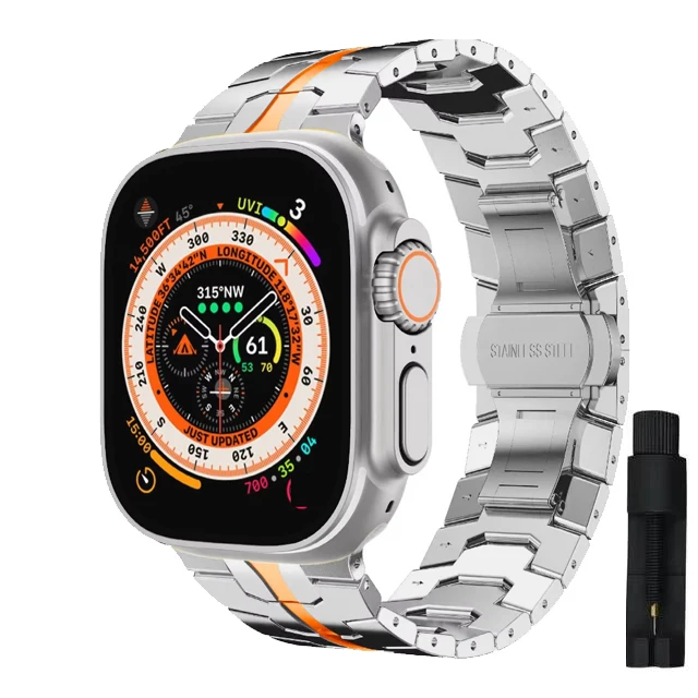 Luxury Titanium Color Stainless Steel Watch Band, Ultra-Premium Metal Strap