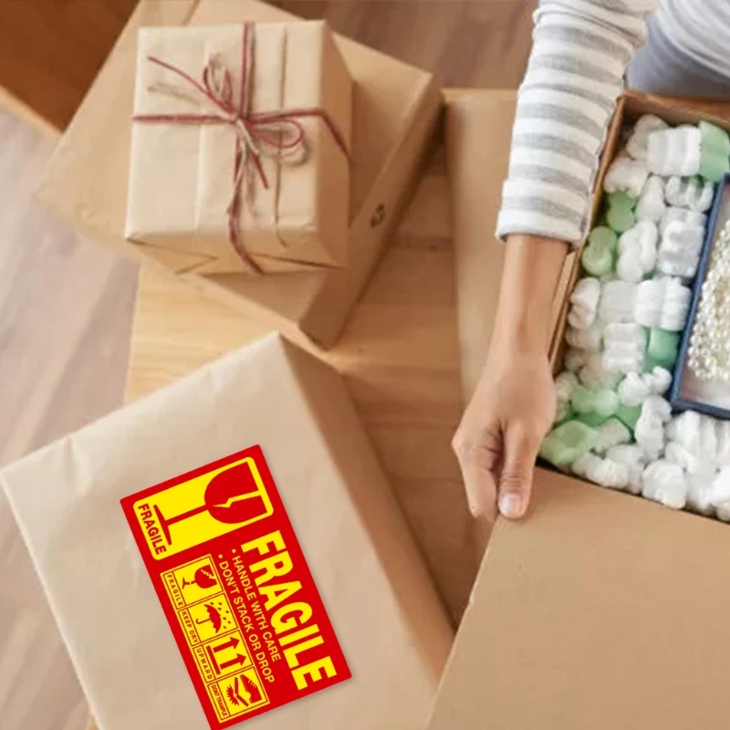 500pcs Fragile Stickers Warning Label Sticker Handle With Care Don'for t Stack D