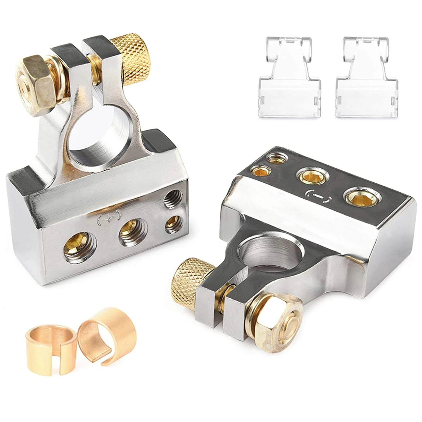 1 Pair Car Battery Terminal Connectors Kit 2/4/8/10 Awg Auto Audio