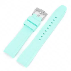 Curved End Rubber Silicone Watch Strap - 18 - 22mm - 19mm (Light blue)