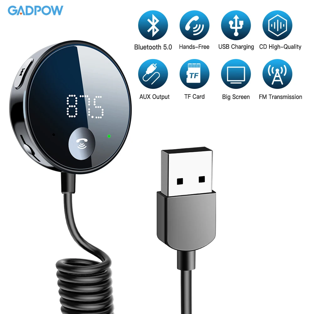 GadpowWirelessFMTransmitterBluetooth50CarAudioTransmitter
