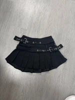 Black High Street Gothic Rivet Mini Skirt Woman Y2K Style Korean Fashion Aesthetic Skirts Elegant Retro A-line Denim Outfit 2025 - Image 6