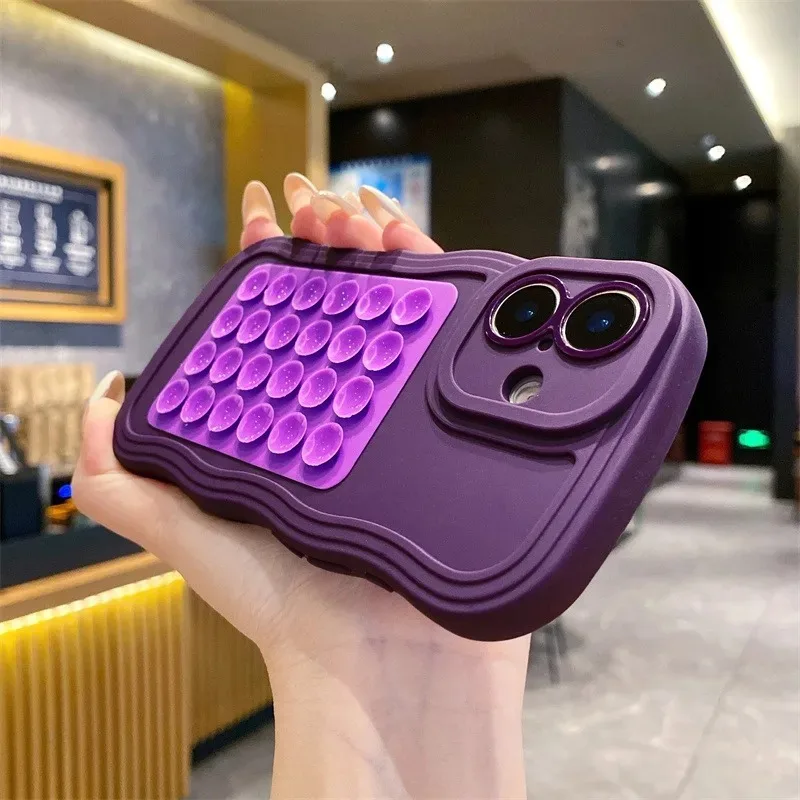 Befestigung Saugnapfhalter Curly Wave Hülle für iPhone 16 15 11 12 14 13 Pro 7 8 Plus 16e X Xs Max Xr Soft Silikon Feste Pad Cover – Detail 3