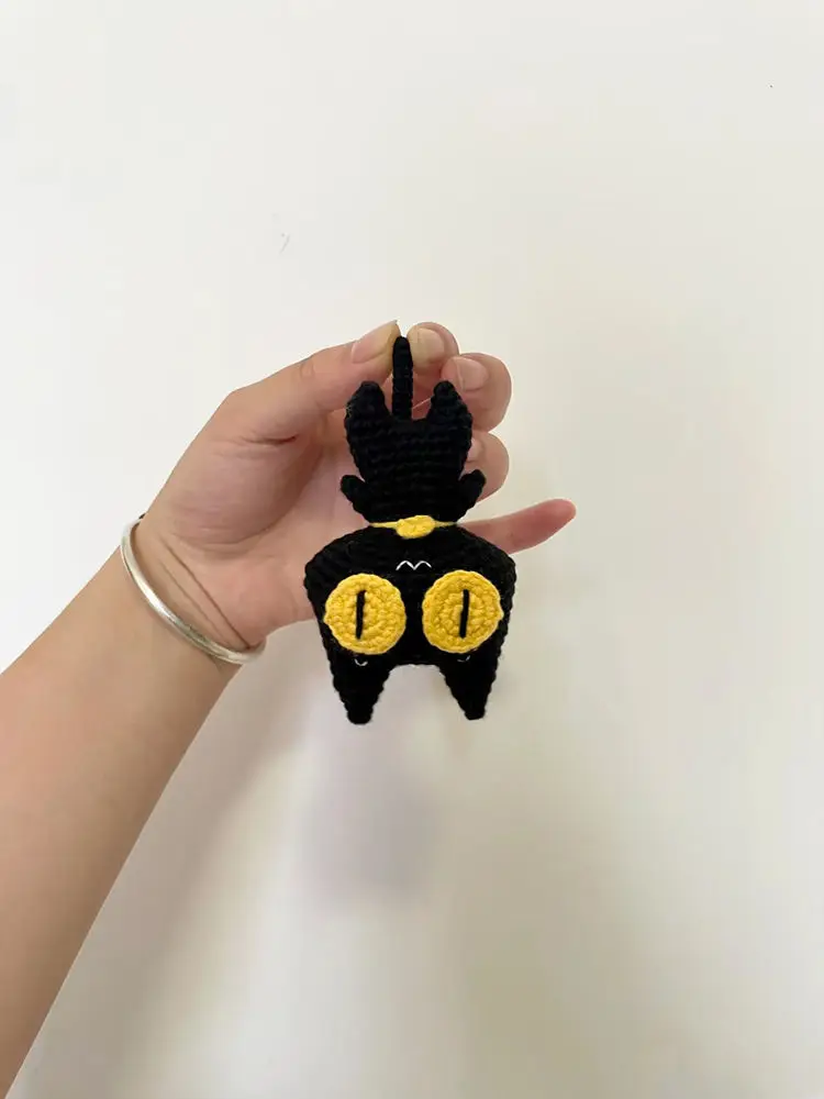 Big Eyed Black Cat DIY Material Package Wool Crochet Doll Weaving Handmade Cute Cat Pendant Keychain Cute Couple Birthday Gift