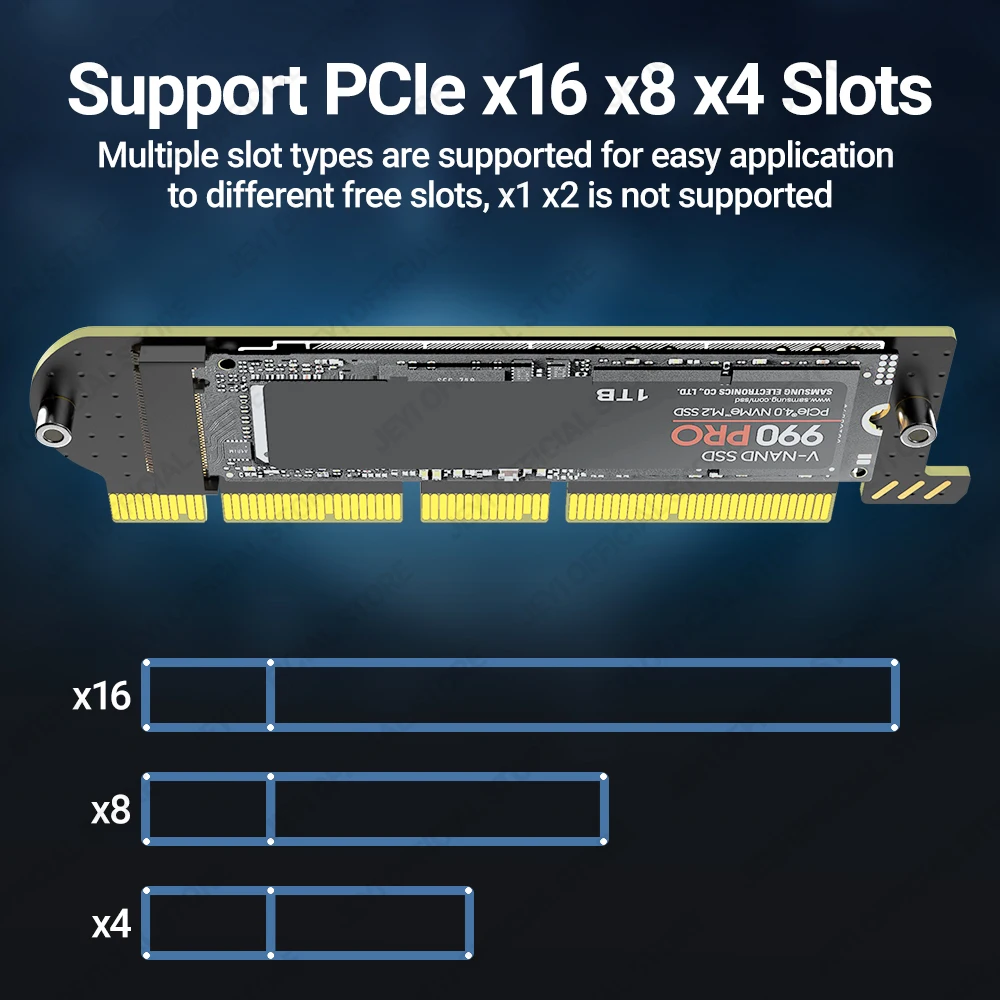 Jeyi-cartão de Expansão para Desktop M.2 Nvme para Pcie 4.0 3.0 Adaptador Dissipador Ssd de Alumínio 64gbps Gen4 Pcie x4 x8 X16 - Imagem 6