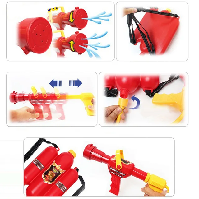 Firefighter Fire Extinguisher Water Gun Backpack Toy Water Gun Children Outdoor Toys Children Firefighter Role Playing Pool Toys 2