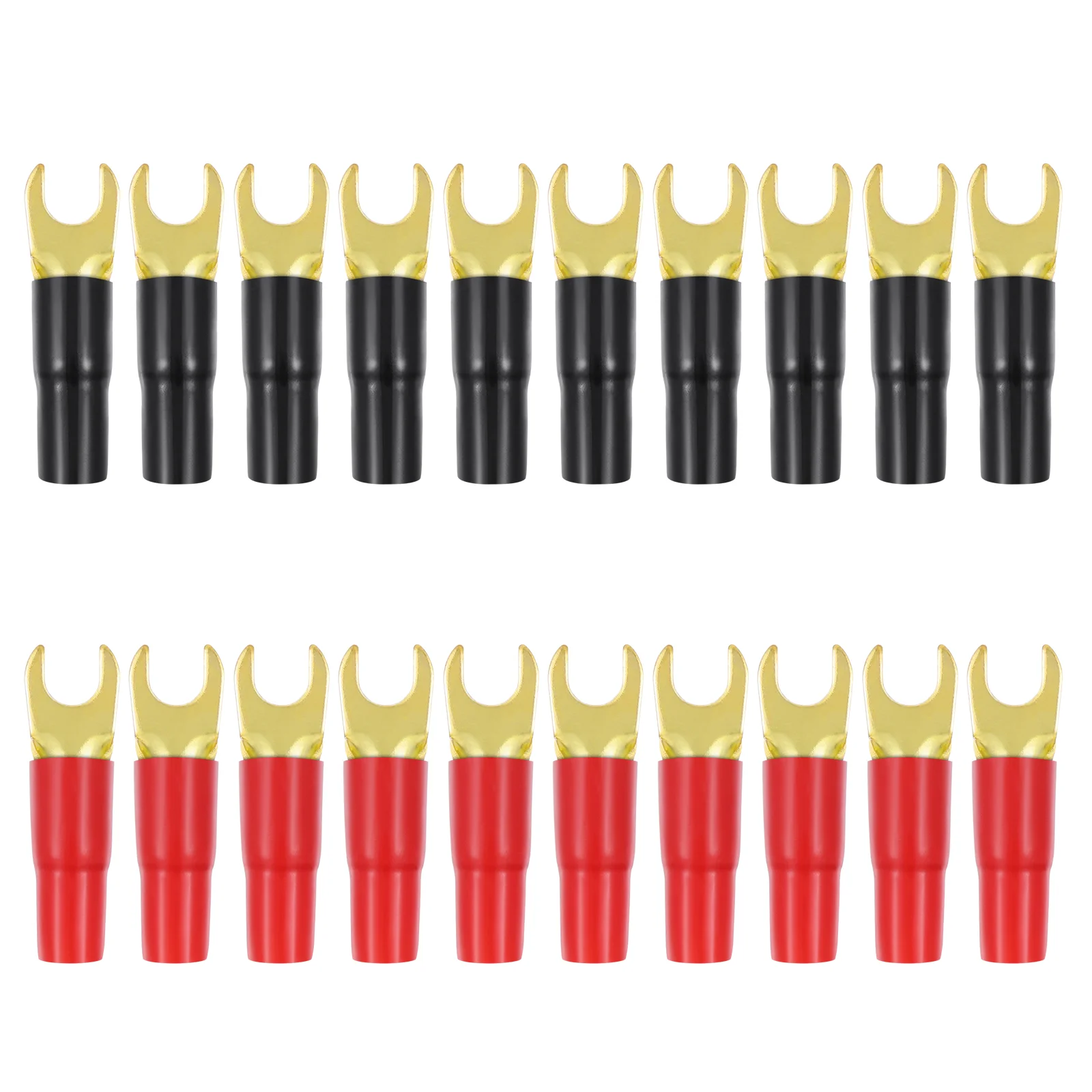 

Copper Gold Plated 8GA Spade Terminal Spade Fork Adapter Connector Plug Crimp Barrier Speaker Wire Cable Terminal Plug