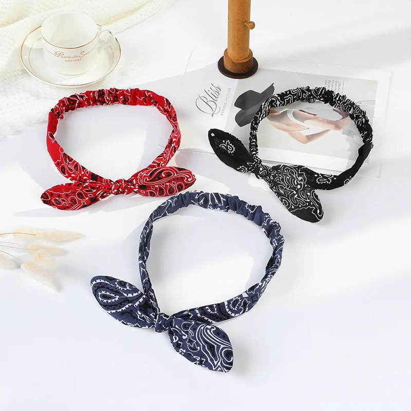 Boho Frauen Weiche Solid Print Stirnbänder New Vintage Kreuz Knoten Elastische Hair Turban Bandanas Mädchen Haar Hände Haar Zubehör – Detail 6