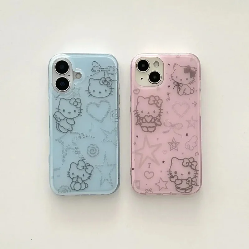 Bling 3D Cartoon Hello Kitty for iPhone 17 16 15 14 13 12 Pro Max Plus Air Case