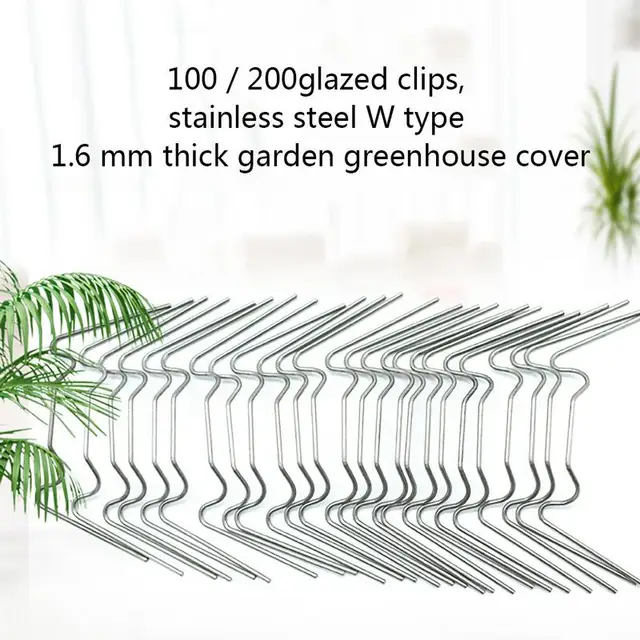 100/200Db 1,2 Mm -Es Üvegezett Klipek Acél W Típusú Rugós Huzalklipek Erős Tartó Bilincsek Nem Könnyű Deformálódni Az Üvegházhatású Bilincs Szerelvények - Image 3
